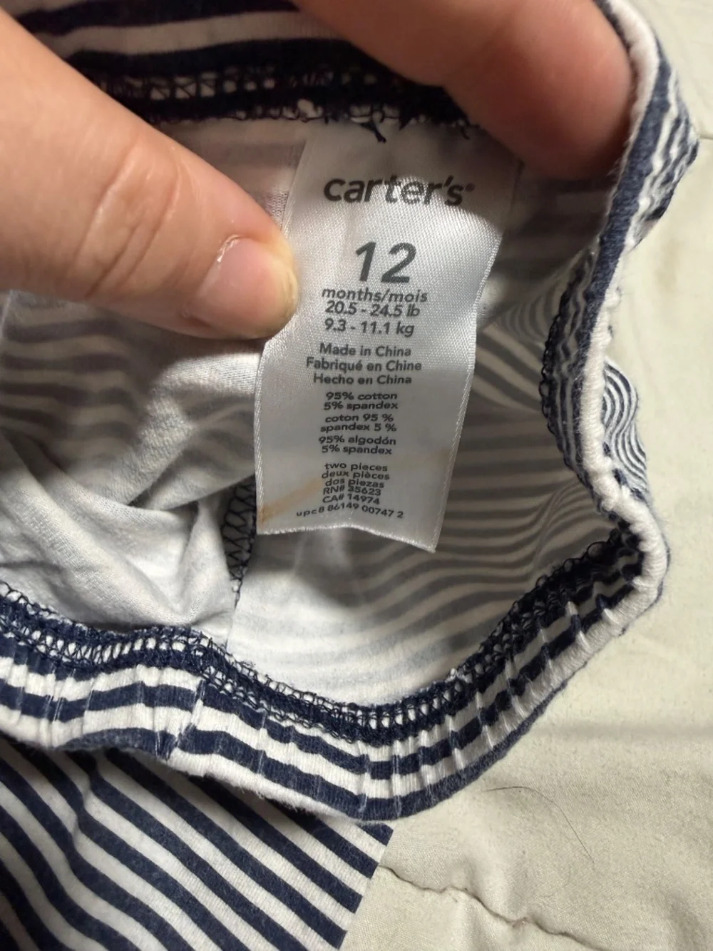 Carter's Girls 12 Months 3-Piece Pants Set Navy Polka Dot Long Sleeve Top